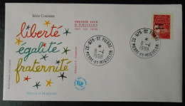 Enveloppe Premier Jour Marianne Du 14 Juillet Luquet Autoadhésif  Surchargée St Pierre Et Miquelon  8 4 1998 - Used Stamps