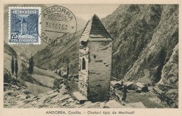 1951 ANDORRA Maxi Card N° 47 75cts Oratori Tipic De Meritxell  - Andorre Carte Maximum - Storia Postale