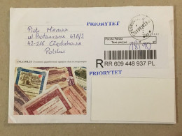 Poland Polska Used Letter Stamp Cover Registered Barcode Label Printed Sticker Stamp Ukraine Insurance Policy 2023 - Brieven En Documenten