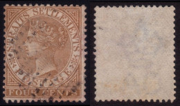 STRAITS SETTLEMENTS 1883 4c W.CA Sc#44 - USED @p1076 - Straits Settlements