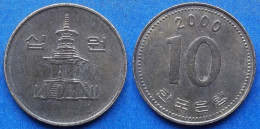 SOUTH KOREA - 10 Won 2000 "Pagoda At Pul Puk Temple" KM# 33.2 Monetary Reform (1966) - Edelweiss Coins - Coreal Del Sur