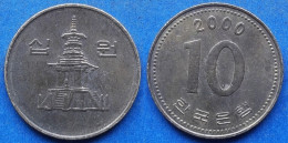 SOUTH KOREA - 10 Won 2000 "Pagoda At Pul Puk Temple" KM# 33.2 Monetary Reform (1966) - Edelweiss Coins - Korea (Zuid)