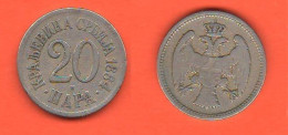 Serbia 20 Para 1884 H Србија Nickel Coin ∇ 2 - Servië