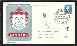 DANEMARK Ca.1943: FDC De Copenhague Pour Berne (Suisse) - FDC