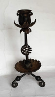 BOUGEOIRE EN FER FORGE ANCIEN 24 CM - Candelabri E Candelieri