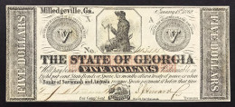 USA U.s.a. 5 Dollars $ State Of Georgia Milledgeville LOTTO 621 - Devise De La Confédération (1861-1864)