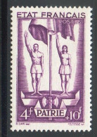 N° 579 (Patrie) Neuf** LUXE: COTE= 23 € - 1941-42 Pétain
