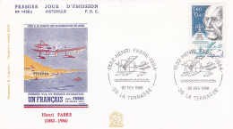 FDC---1986 -- Henri Fabre  (1er Vol Du 1er Hydravion) --avion--  ..cachet  LA TERRASSE -- 38 - 1980-1989