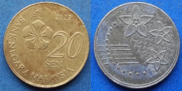 MALAYSIA - 20 Sen 2012 "Jasmine Flower" KM# 203 Republic (1963) - Edelweiss Coins - Malesia