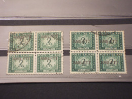 TRIESTE ZONA A - AMG-FTT-TASSE 1949/54 CIFRA L. 2, Quartina Con Soprastampa In Alto Ed L'altro Al Centro - TIMBRATO/USED - Afgestempeld