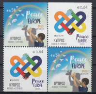 CYPRUS.2023 EUROPA CEPT.PEACE – The Highest Value Of Humanity.SET 4 Stamps From Booklet. MNH - 2023