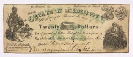 USA U.s.a. 20 Dollars $ State Of Mississippi LOTTO 601 - Divisa Confederada (1861-1864)