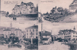 Gruss Aus Ruswil LU, Postplatz, Schulhauset Autres, 4 Vues (20.11.1910) - Ruswil