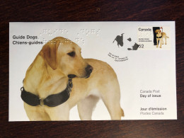 CANADA FDC COVER 2008 YEAR BLIND BRAILLE DOG GUIDE HEALTH MEDICINE STAMPS - Cartas & Documentos