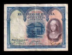 España Spain 500 Pesetas Isabel La Católica 1927 Pick 73 Mbc Vf - 500 Pesetas