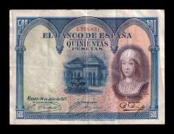 España Spain 500 Pesetas Isabel La Católica 1927 Pick 73 Mbc Vf - 500 Peseten