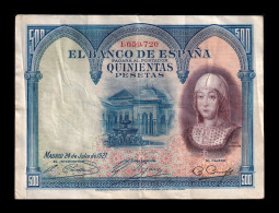 España Spain 500 Pesetas Isabel La Católica 1927 Pick 73 Mbc Vf - 500 Pesetas