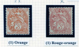 Réf 83 > FRANCE  TYPE BLANC < N° 109 Type 1B * * & Type 1A * < 2 Valeurs Teintes Différentes - 1900-29 Blanc