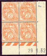 Réf 83 > FRANCE  TYPE BLANC < N° 109 * * & * Coin Daté 29-01-1932 < Neuf Luxe (2Timbres Bas) + Neuf Ch. (2Timbres Haut) - 1900-29 Blanc