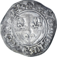 France, Charles VI, Blanc Guénar, 1380-1422, Saint-Quentin, Billon, TB+ - 1380-1422 Charles VI Le Fol