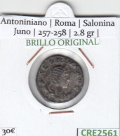 CRE2561 MONEDA ROMANA ANTONINIANO ROMA SALONINA JUNO 257-258 - Otros & Sin Clasificación