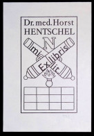 EX LIBRIS  GERHARD TAG Per DR. MED. HORST HENTSCHEL L27b-F01 STAMPA MARRONE - Exlibris