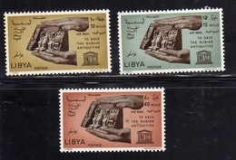 LIBYA LIBIA KINGDOM REGNO 1966 POSTA AEREA AIR MAIL SAVE THE NUBIAN ANTIQUITIES MONUMENTS MONUMENTI NUBIA SERIE SET MNH - Libye