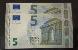 2X 5 EURO N021 A1 AUSTRIA - Serial Number - NC1130202098 / NC1130202089 - UNC FDS NEUF - 5 Euro