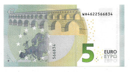 (Billets). 5 Euros 2013 Serie WA, W002E1 Signature 3 Mario Draghi N° WA 4622566834 UNC - 5 Euro