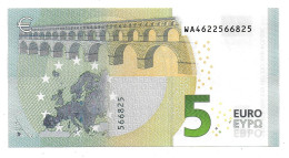 (Billets). 5 Euros 2013 Serie WA, W002E1 Signature 3 Mario Draghi N° WA 4622566825 UNC - 5 Euro