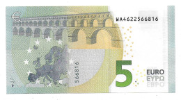 (Billets). 5 Euros 2013 Serie WA, W002E1 Signature 3 Mario Draghi N° WA 4622566816 UNC - 5 Euro