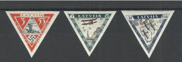 LATVIA 1933 Michel 225 - 227 B * Incl. Better Wm Position Air Pail Air Plane Flugzeug - Lettonie