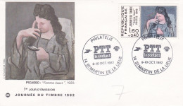 FDC -- 1982 -- Journée Du Timbre 1982--PICASSO "Femme Lisant" -    Cachet  St MARTIN DE LA LIEUE - 14 - 1980-1989