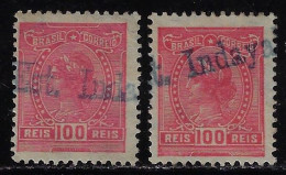 Brazil 1918/… 2 Stamp With Cancel Postmark Est. Indayal Station Estrada De Ferro Santa Catarina Railway - Lettres & Documents