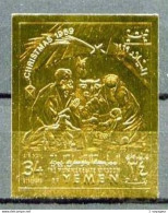 YEMEN (Royaume) - 34 B. Noël 1969 - Tableau De La Nativité - Sur Feuille D' OR - Neuf N** - Non Dentelé - Très Beau - Yemen