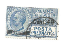 (REGNO D'ITALIA) 1924-25, SOPRASTAMPATI - Francobollo Usato (CAT. SASSONE N.7) - Posta Pneumatica