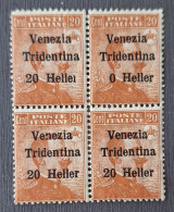 Italie Trentin 1918 N°30 En Bloc De 4 **TB - Trente