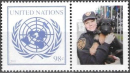 United Nations UNO UN Vereinte Nationen New York 2011 Greetings Working Dogs Mi.No.1253 Label MNH ** Neuf - Ungebraucht