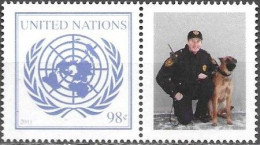 United Nations UNO UN Vereinte Nationen New York 2011 Greetings Working Dogs Mi.No.1253 Label MNH ** Neuf - Nuovi