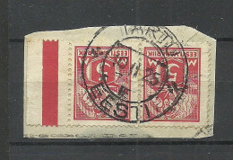 Estland Estonia 1925 O TARTU "E" Michel 37 A As Pair On Piece + Nice Margin With Color Line. Hor. Ribbed Paper - Estland