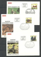 AUSTRIA Österreich 1982 Michel 1717 - 1719 Gefährdete Tiere FDC Ersstagsbriefe Briefmarkenschau Sonderstempel - FDC