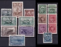CANADA 1942/43 - Canceled - Sc# 249-262 - Complete Set! - Used Stamps