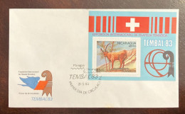 O) 1983 NICARAGUA, TEMBAL, PHILATELIC EXHIBITION BASEL, SWITZERLAND, DEER, FDC XF - Nicaragua