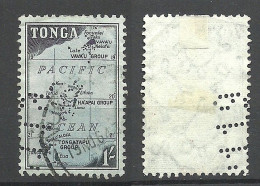 TONGA 1953 Michel 109 Map Karte With Perfin Firmenlochung - Tonga (...-1970)