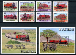 Uganda 569-576+ Block 77-78 Postfrisch Eisenbahn #IU724 - Ouganda (1962-...)