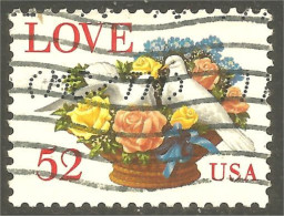 XW01-0515 USA Love 52c Colombe Dove Paloma Taube Roses Fleur Flower Blume - Usados