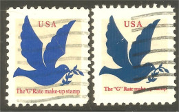 XW01-0507 USA 1994 G-stamp Colombe Dove Paloma Taube 2 Colors Light Dark Blue - Gebruikt