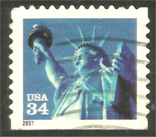 XW01-0468 USA 2001 Statue Of Liberty Liberté Side Booklet Carnet Côté - Usados