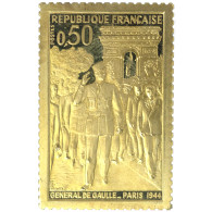 Médaille-Timbre Or Hommage Au Général De Gaulle Libération De Paris 1944 - Other & Unclassified