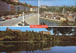 72525265 Burghausen Oberbayern Strassenpartie Brunnen Teilansicht Schloss Burgha - Burghausen